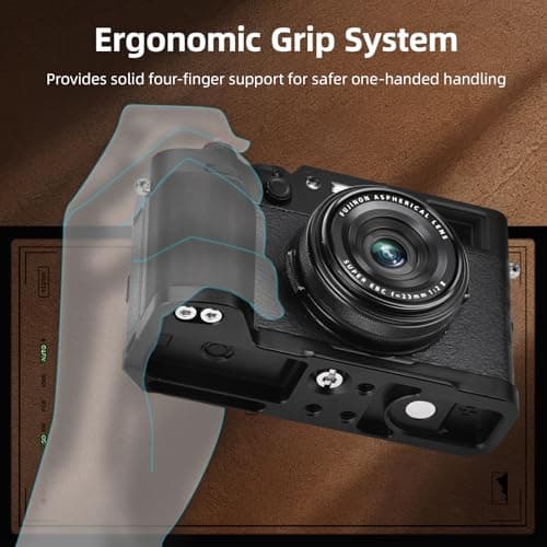 BRDRC Handle Grip for FUJIFILM X100VI / X100V, L-Shape Grip Mount with 1/4 Screw Adapter & Arca Quick Release Plate & Shutter Button for Fuji X100VI / X100V Camera Accessories (Silver) - Thumbnail 5