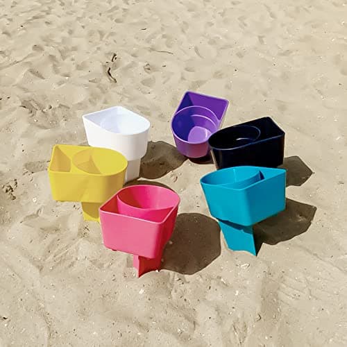 Home Queen Beach Cup Holders for Beverage, Phone, Drink, Multi-Functional Sand Coaster Cup Holder, Multicolor 6 Piece Set - Thumbnail 3