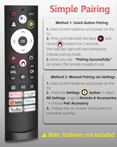 Replacement Remote for Hisense Google Smart TVs –Compatible with 4K QLED UHD Mini-LED Quantum ULED Series, 2-Year Warranty - Thumbnail 5