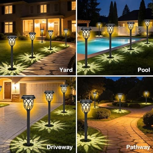 ruhotili Solar Lights Outdoor 12 Pack Solar Garden Lights Waterproof IP65 Solar Landscape Lights Solar Pathway Lights for Patio, Yard, Driveway Decoration (Warm White - Thumbnail 6