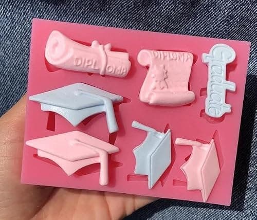 Graduation Candy Chocolate Molds 2026 Graduation Party Favors Congratulations Congrats Grad Cake Cupcake Toppers Decorations Silicone Candy Melts Fondant Cookie Cake Pop Gummy Molds for Baking, 6 Pcs - Thumbnail 2