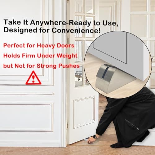 Heavy Duty Adjustable Spring Door Stopper for Bottom of Door,Fits Doors Up to 3 Inches, Stainless Steel Door Stop with Non-Slip Rubber, Perfect for Heavy Door Holder(1, Silver) (1, Black) - Thumbnail 6
