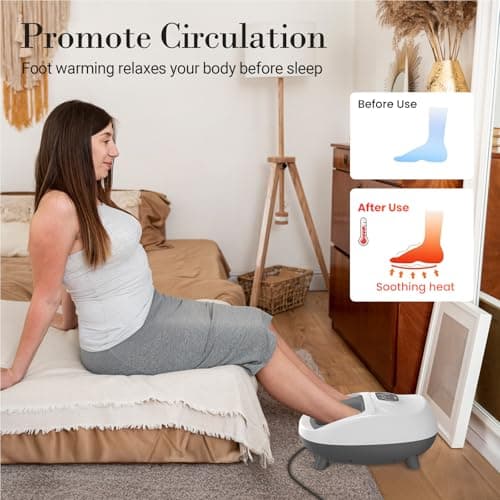 CuPiLo Foot Massager with Heat, FSA Eligible HSA Upgraded Full Feet Shiatsu Massage for Neuropathy, Remote Control Multi-Level Settings for Plantar Fasciitis, Birthday Day Gifts for Women Men(White) - Thumbnail 4