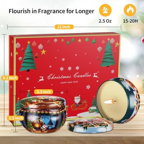 Christmas Candles Gifts for Women, Primevolve Scented Candles Set for 12 Bulk Home Aromatherapy, Strongly Fragrance Long Lasting Portable Travel Tin for Spa Bath Yoga - Thumbnail 3