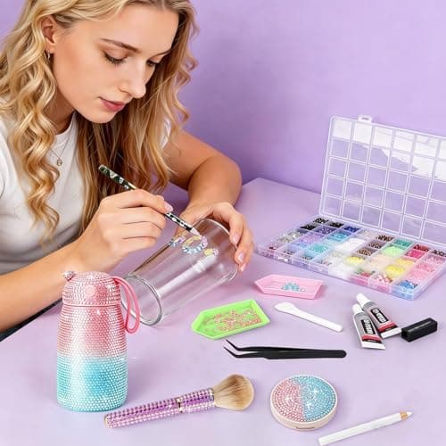 33000Pcs Jelly Rhinestones Bedazzling Kit, 32 Colors 3mm Resin Flatback Gems & 8 Cute Decorations, Bedazzler Kit with Jewelry Glue & Tools, Bedazzling for Diamond Art Crafting Book Nail Makeup - Thumbnail 2