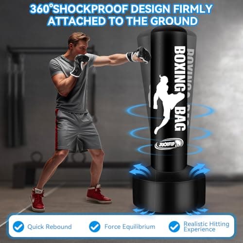 69'' Free Standing Punching Bag for Adults, Boxing Equipment Kicking Bag Inflatable Kick Boxing Bag with Stand for Training MMA Muay Thai Fitness - Thumbnail 2