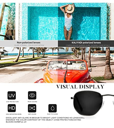 KALIYADI Hexagon Sunglasses For Women Men Polarized Square Sunglasses For Womens Sun Glasses UV Protection Metal Frame (3 Packs) - Thumbnail 6