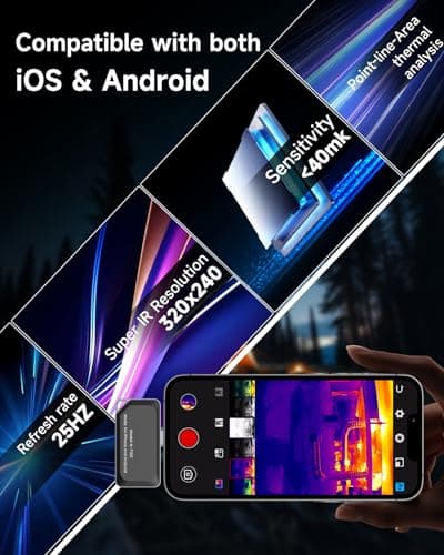 REVASRI Thermal Camera for Type-C iPhone & Android Device, 320x240 Super Resolution, 15x Digital Zoom, 25Hz Thermal Imaging Camera for Water Leak Detection,HVAC Electrical Plumbing, Home Inspection - Thumbnail 5