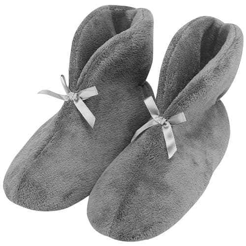 Slipper Boots, Forfoot Fluffy Slipper Booties for Women Comfy Winter Warm Plush Indoor Home Fuzzy Boot Slippers Dark Grey Velvet Office Shoes Size 10-11 - Image 1
