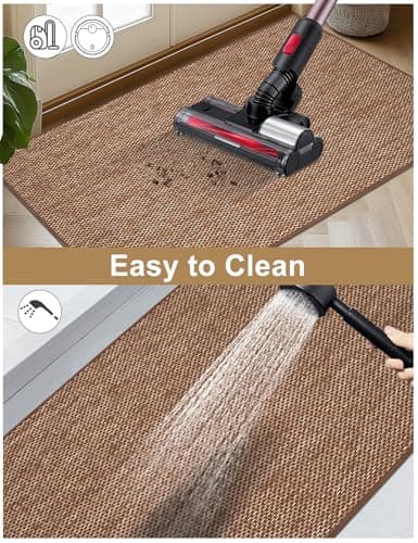 Indoor Door Mat 20"x32" - No Creases Entryway Mat, Low-Profile Dirt Trapper Front Door Mat for Inside Entrance, Non Slip Rubber Backing Inside Doormat for Entryway, Easy Clean Washable (Brown) - Thumbnail 5