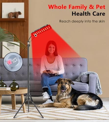 Red Light Therapy Lamp, Infrared Light Therapy with Stand - 660nm Redlight and 850nm Near Infrared Light Device for Body Pain Relief Skin Care - Thumbnail 4