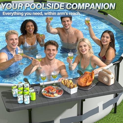 BoYata Pool Bar, Above Ground Poolside Bar Table, 49.4×9.6" Stable & Large Pool Side Table Holds 110LBS, Durable Above Ground Pool Accessories, Swim Up Bar for Round & Oval Frame Swimming Pools - Thumbnail 2