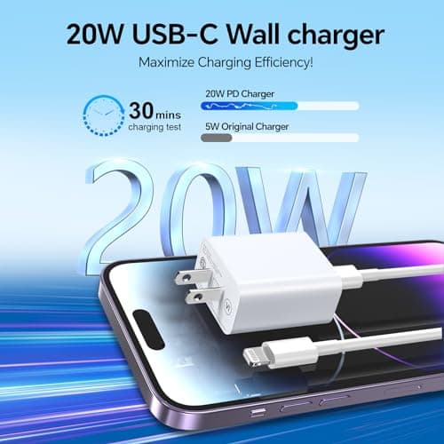 Compatible with Phone Charger 6/10Ft Fast Charging 2Pack 20W PD Fast Charger Type C Fast Charging Block & Fast Charger Cord Compatible with Phone 14/13/12/11 Pro/iPad/Pro Max/Plus/XS/XR/SE Charger - Thumbnail 2