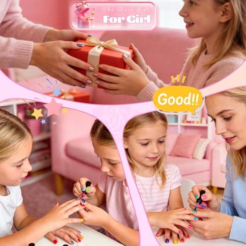 Ranrose 360pcs Kid Nail Tips for Girls 4-8 Years - Pre-Shaped Soft Gel Squared Oval Press on Nails for Kids,Half Matte Full Cover Fake Nail for Kids DIY Salon,Perfect for Birthday Parties,Holidays - Thumbnail 5