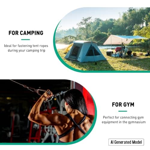 Prowin 30PCS M6 Heavy Duty Spring Snap Hook Carabiners, 2.36" Galvanized Steel Clips, 530LBS Capacity, Quick Link for Backpack, Hammocks, Camping, Hiking, Swing, Keychain, Outdoor Activities - Thumbnail 6