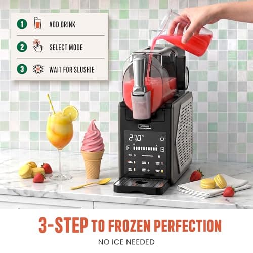 Slushie Machine for Home, 85oz Larger Ice Cream Maker with LED Display, 6 Preset Programs | Auto-Clean, Frozen Drink Machine for Margaritas, Frappes, Milkshakes & Smoothies, No Ice Needed - Thumbnail 4