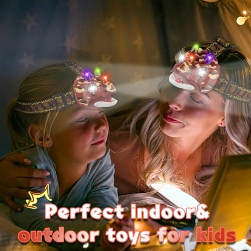 Triceratops LED Headlamp Dinosaur Headlamp for Kids Camping Gear Essentials Dinosaur Toy Headlights Flashlight for Boys Girls or Adults Ideal Gift for Birthday, Halloween, Christmas, New Year - Thumbnail 2
