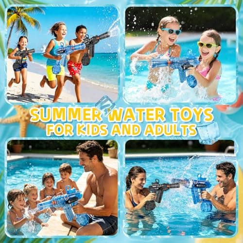 Electric Water Gun 2 Pack for Adults Kids,Rechargeable Automatic Water Gun with LED Flame Effect & Realistic Slide Action,Long Range, Super Powerful Electric Water Guns,Summer Battle Game Childs Gift - Thumbnail 6