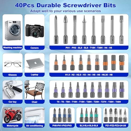 42 in 1 Magnetic Screwdriver Set, magnetic ratchet screwdriver set, Detachable ratcheting t handle, Portable Storage box, multitool set, Kit for Furniture, Electronics, Computer, Bike Repairs - Thumbnail 3