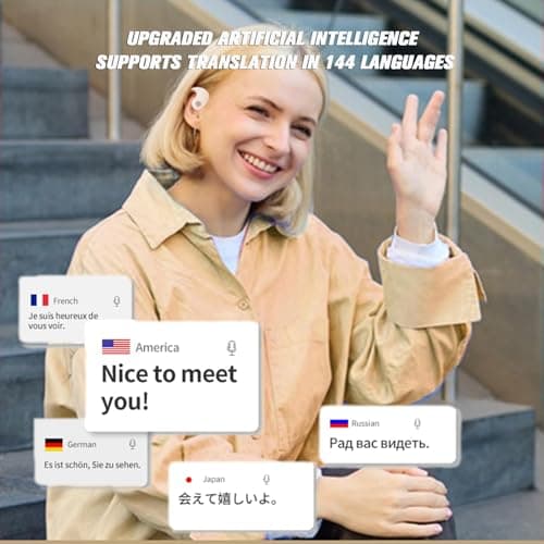 Xmenha Translation Earbuds Real Time, 144 Languages Translation Device Ai Translator Earbuds Translating Headphones Real Time Ai Headphones Language Translation - Thumbnail 2
