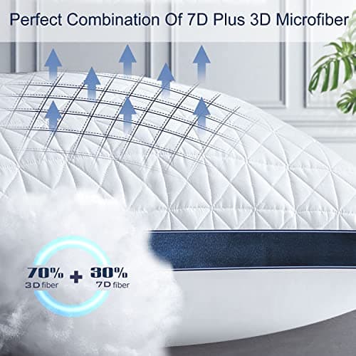 Slybear Pillows Queen Size Set of 2, Queen Pillows 2 Pack, Cooling Hotel Luxury Pillow for Bed Sleeping, Supportive Breathable Down Alternative Gusseted Pillow for Side Stomach or Back Sleepers - Thumbnail 3