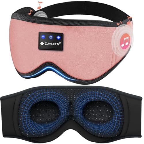 ZUMUSEN Bluetooth Sleep Headphones, 3D Wireless Music Eye Mask with Ultra-Thin Stereo Speakers, Adjustable Sleep Mask for Side Sleepers, Perfect for Travel, Meditation, Relaxation - Image 1
