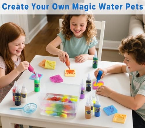 Magic Water Elf Toy Kit - Crafts Kit for Kids - Magic Gel Water Pets with Aquarium Bottle - Make Your Own Squishies Crafts Toys - Kids Christmas Birthday Gifts Party Favor for Girls Boys Ages 3+ - Thumbnail 3