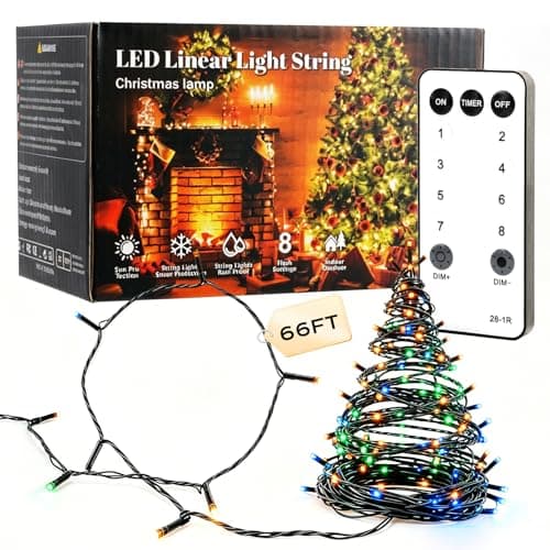 Ecoeve Christmas Lights Indoor, 66FT 200 LED Indoor String Lights, Red White and Blue Lights, 8 Modes Twinkle Fairy Lights for Christmas Decorations Tree Living Room Party - Image 1