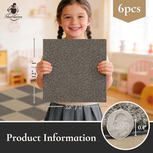 MatMaven Kitchen Rugs, Super Absorbent and Stain Resistant Kitchen Mats, Non Slip Machine Washable Kitchen Rug,6 Picecs Soft Kitchen Floor Mat for Hallway,Office,Sink,Laundry,12"x12"Carpet Mats,Taupe - Thumbnail 2