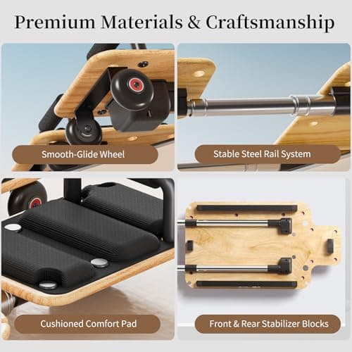 X-HOBON Pilates Board, Portable Pilates Reformer Board for Home, Full-Body Sliding Workout Board with Resistance Bands & Handles, Space-Saving, Up to 350 lbs - Thumbnail 6