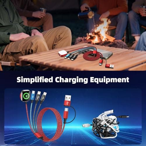 Travel Essentials 4in2 Multi Charging Cable for iPhone Watch Charger,USB A/C to Dual IP/Type C/iWatch Charger,Travel Chargers for Multiple Device Compatible with iWatch Series&iPhone 17-12/Android 5FT - Thumbnail 6