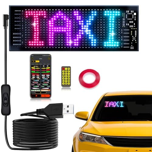 Pak Scrolling Advertising LED Sign, 7” x 3” Devil Eyes Light for Cars, Programmable Store Sign with Remote APP Control, Flexible Digital Display, DIY Text Pattern Animations for Shop Bar Hotel