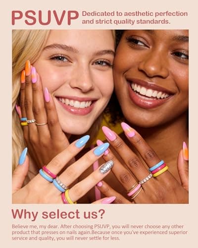 10 pcs Handmade Press on Nails, 3D White, green, Magenta + Magenta flowers Fake Nails,The effect is just like a salon manicure French Reusable Full Cover, Salon Grade Manicure stiletto Size M - Thumbnail 6