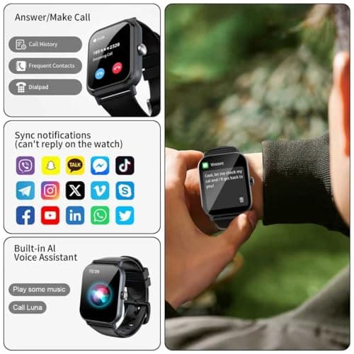 Smart Watch for Men Women with Calling, 1.83" Fitness Tracker with Heart Rate/Sleep Monitor, Step Tracker, New Gen Fitness Watch with 120 Sports Modes, IP68 Waterproof Smartwatch for Android/iOS Black - Thumbnail 3
