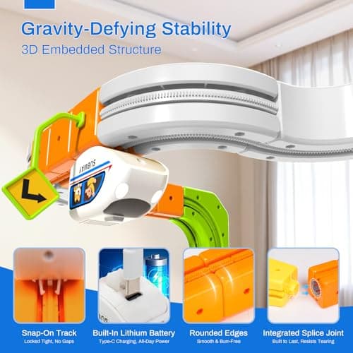Electric Train Set for Kids, 3D Gravity-Defying Flexible Race Track Building Toy, DIY Rail Cube Track Kit, STEM Motorized Trains Race Tracks Toys Gift for Boys Girls Ages 3+ - Thumbnail 3