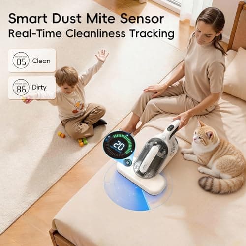 TER Bed Vacuum Cleaner, Smart Dust Sensor, HEPA Filter, 16Kpa Strong Suction & 35000 RPM Tapping, 131°F Heat, 5-in-1 Deep Cleaning Mattress Vacuum Cleaner UV for Bed/Couch/Pet Hair (Corded) - Thumbnail 3