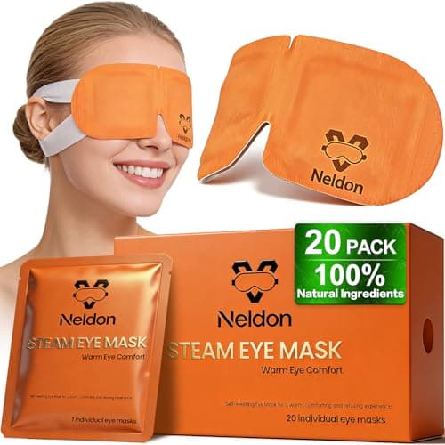 Neldon Steam Eye Mask Disposable 20 Pack, Self Heating Heated Warm Compress for Dry Eyes, Self-Warming Eye Pad for Sleep Travel Spa, Relaxation Gift for Women Men - Image 1