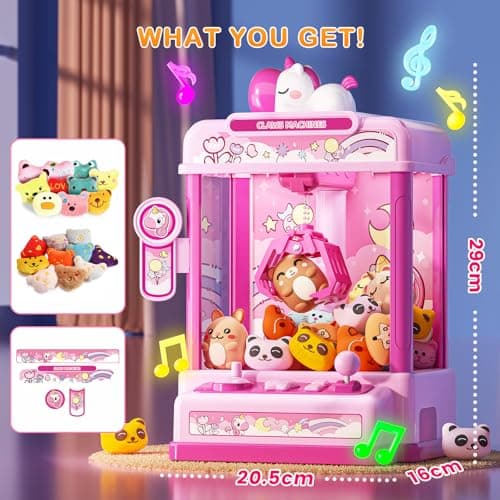 Skirfy Claws Machines for Kids Age 6+, Mini Vending Machines Girls Unicorns Toys with Sound & 20 Mini Plush Toys,Arcades Game Indoor Toy for Home Party Birthday - Thumbnail 2