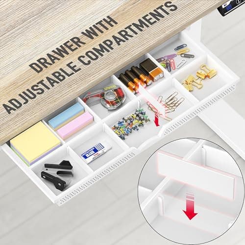 SHW 48-Inch Electric Height Adjustable Standing Desk with Drawer, Memory Preset and Cable Management Tray, Maple - Thumbnail 5