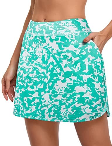 CHICHO Women's Athletic Skirt Tennis Skort with Pockets UPF 50+ Golf Skirts Workout Running Sport Skorts (Mint Green White, XXL) - Image 1