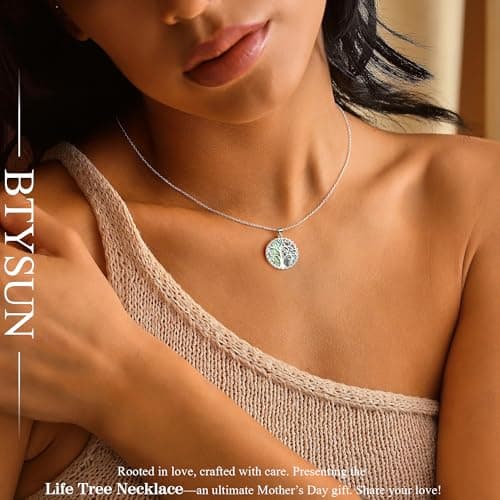 Btysun Mom Gifts, Gifts for Mom Tree of Life Necklace for Women Mama Necklace with Family Tree Pendant Anniversary Christmas Jewelry Stocking Stuffers for Moms - Thumbnail 2