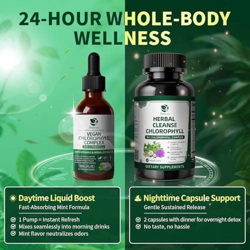 Lukaree Chlorophyll Liquid Drops & Capsules Combo, Dual Action Support for Cleansing, Energy & Oral Freshness, Immune Support, Internal Deodorant, Skin & Gut Health, Vegan, Sugar-Free, 2Oz + 120 Caps - Thumbnail 5