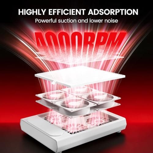 AIKYA Professional Nail Dust Collector - 4000RPM Powerful Vacuum with 10 Speed Settings, Quiet Cordless Extractor for Acrylic Nails, Salon & Home Use-White - Thumbnail 3