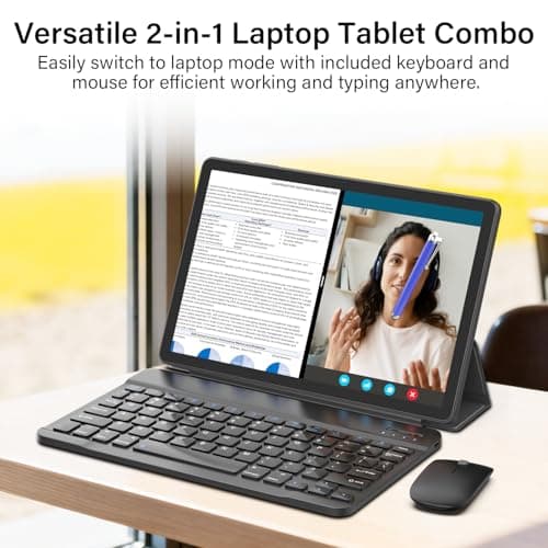 ECOPAD 11 Inch Android 15 Tablet with Keyboard, 20GB RAM 128GB ROM (2TB TF Expand), Octa-Core Processor, WiFi 6, 8000mAh Battery, GMS Certified 2-in-1 Tablets with Mouse, Case, Stylus Included, Black - Thumbnail 4