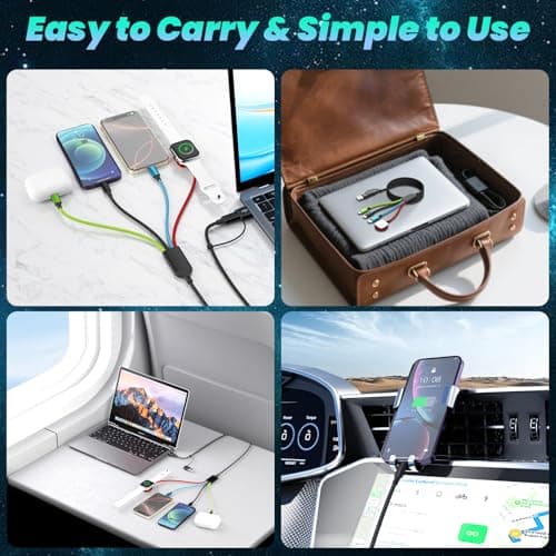 Firsting 4-in-2 Multi Charging Cable with iWatch Charger, 2Pack 5FT Nylon Braided Charging Cords, USB C/USB A Phone Charger Cord for iPhone 17-5, iPad, Galaxy S25-S21, Travel/Car/Home Use - Thumbnail 3