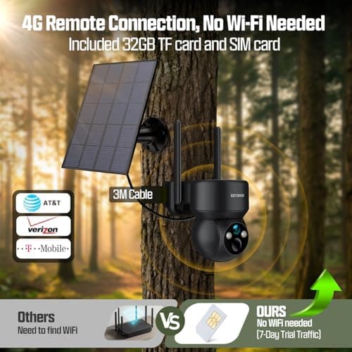 CEYOMUR Trail Camera, 4G LTE Cellular Trail Camera with Built-in SIM & 32GB TF Card, Game Camera with 2K Color Night Vision, 360° PTZ View, PIR Motion Activated, 2-Way Audio, IP66, No WiFi Needed - Thumbnail 2