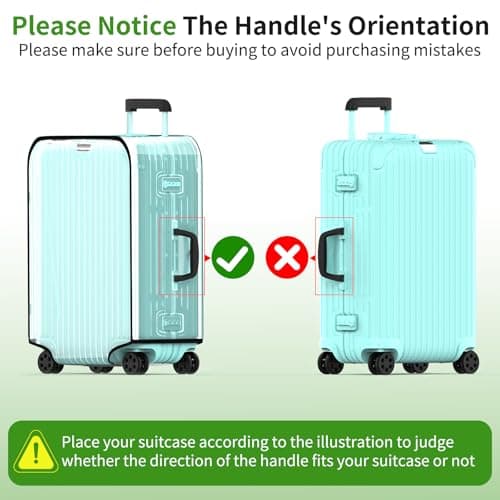 YHOUSE Suitcase Covers For Luggage, 28 Inch Clear PVC Luggage Covers Protector Full Thicken Transparent Waterproof Suitcase Sleeve With Large Velcro for 28" Wheeled Suitcases - Thumbnail 3