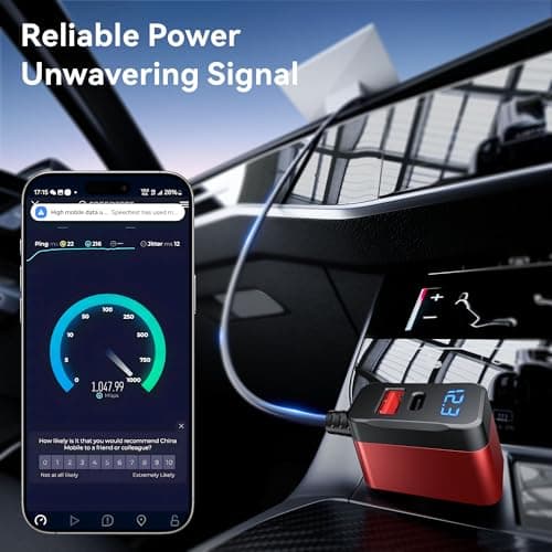 Starlink Mini Cable, 12V-24V Car Charger DC Power Cable+ Cigarette Lighter Adapter, LED Digital Display Durable Waterproof Cord 10FT/3M with USB C PD 30W and USB A Ports for Trucks and Car - Thumbnail 6