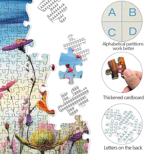 Puzzles for Adults 1000 Pieces, Flowers 1000 Piece Puzzle for Adults, Jigsaw Puzzles 1000 Pieces with Letters On Back Hard Impossible Difficult Challenging Family Puzzle (27.5"X19.6") - Thumbnail 4