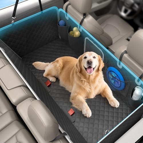PetPurrio Dog Car Seat Cover for Back Seat, Hard Bottom Dog Hammock for Car, Waterproof Back Seat Extender for Large Dogs, Pet Seat Protector, Universal for Cars, SUVs, 400lb - Image 1